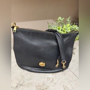 Coach Black Leather Shoulder Bag with Gold Hardware